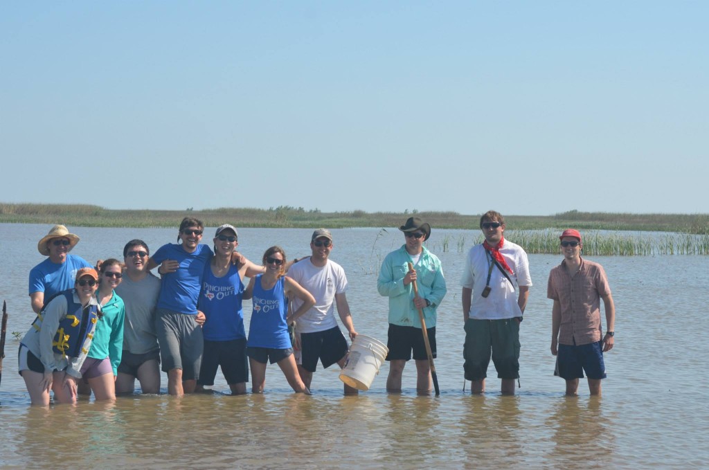 The group on the Mississippi delta trip, taken down one of the distributary channels of Cubit's Gap.